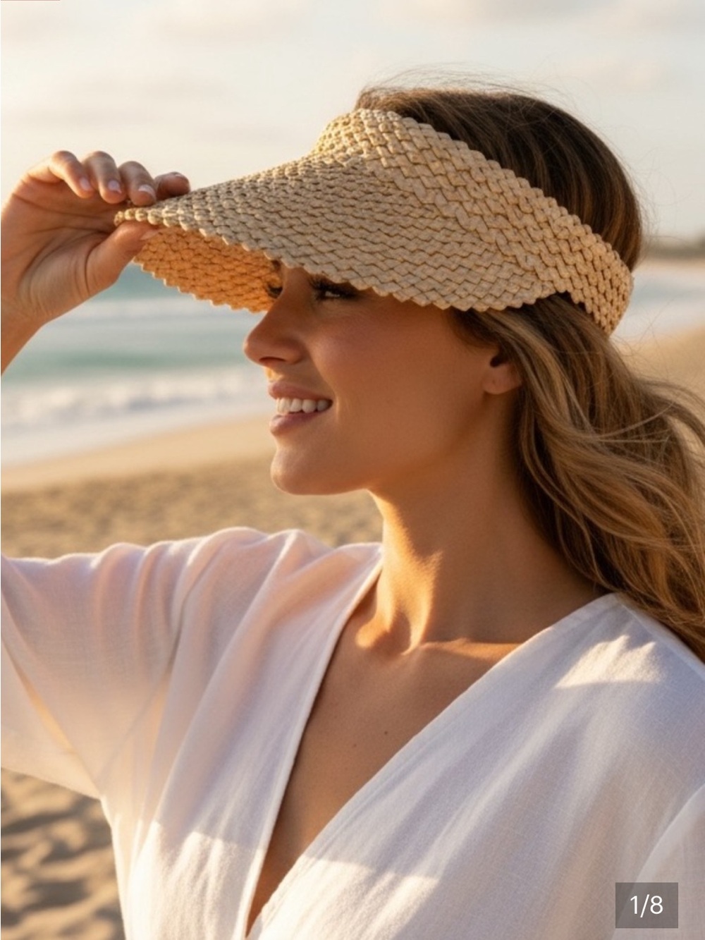 Beach Riot woven natural straw adjustable sun visor